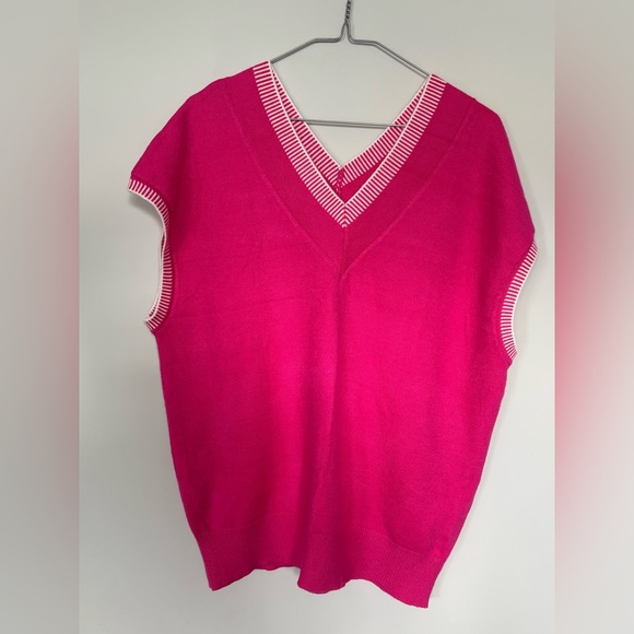 Dokotoo Sweaters - Dokotoo Fuchsia V-Neck Women's Sweater Vest